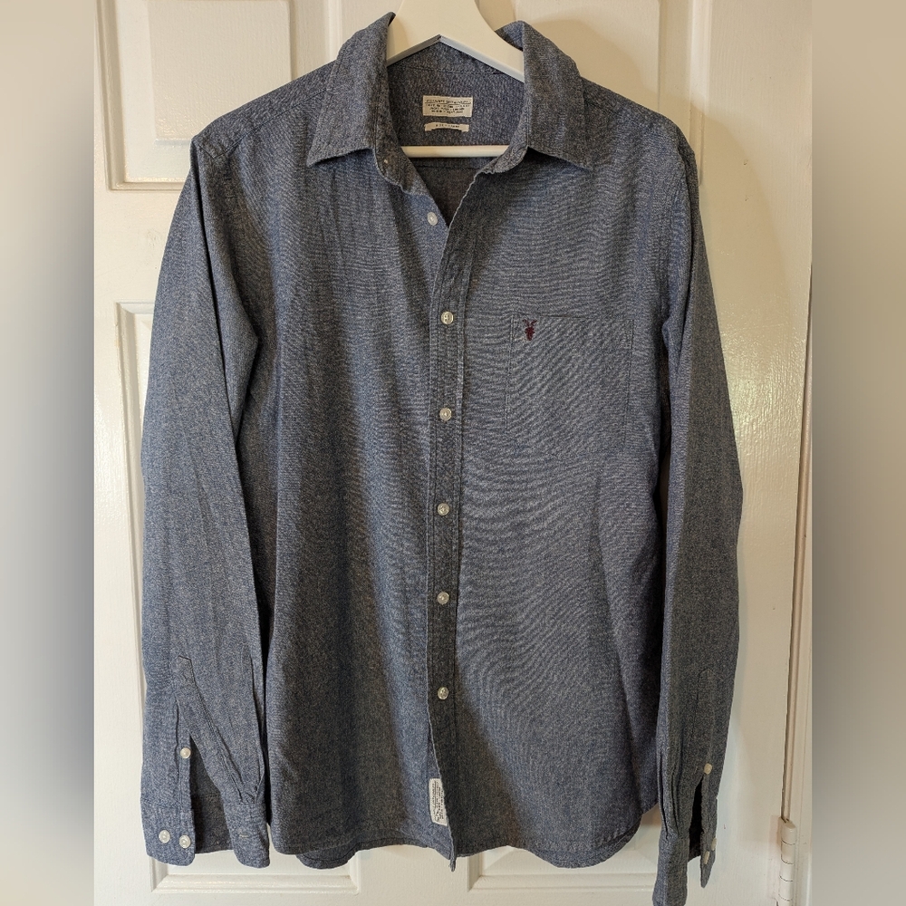 All Saints Chambray Button Down Bison Shirt Ramskull Size Large